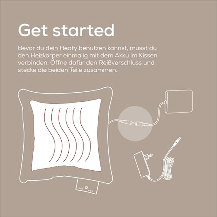 Beurer Heaty Heizkissen, kabelloses Wärmekissen mit Akku für bis zu 8 Stunden Wärme, 3 Temperaturstufen, Schnellheizung, Abschaltautomatik, weicher Cordstoff, cashmere-creme/weiß – Bild 4
