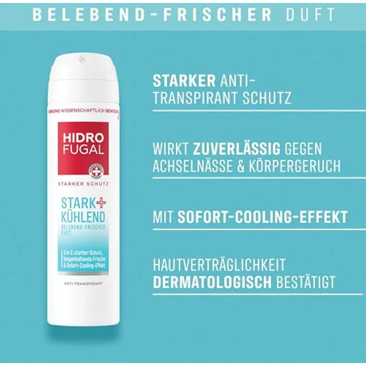 Hidrofugal STARK + KÜHLEND Spray, Antitranspirant Deo mit Sofort-Cooling-Effekt, Aloe Vera, alkoholfrei, 150 ml – Bild 2