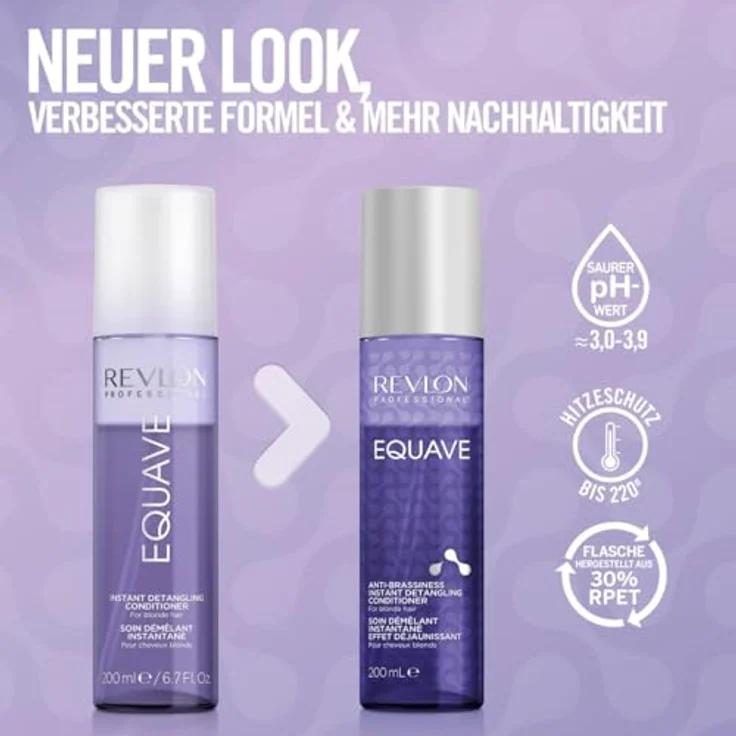 Revlon Professional Equave Anti-Brassiness professioneller, entwirrender Zwei-Phasen Conditioner für blondes, weißes und blondiertes Haar, 200ml – Bild 2