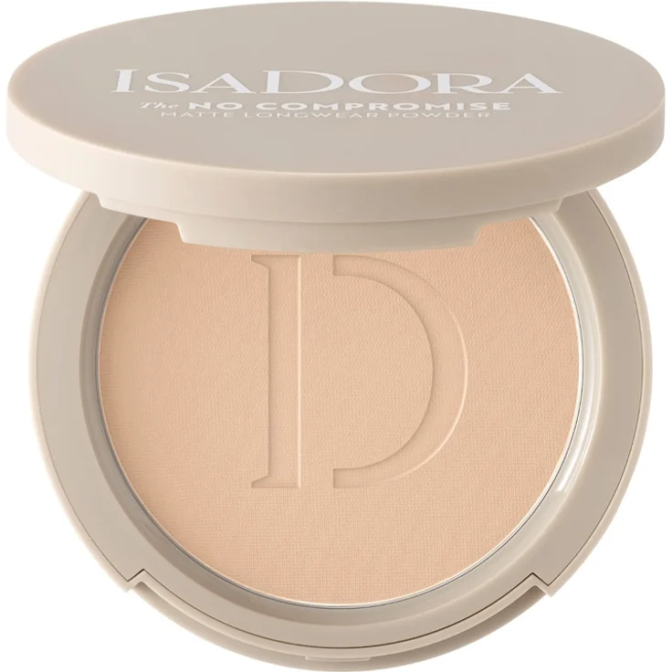 IsaDora The No Compromise Matte Longwear Powder, 7 g Puder in 065 Neutral Beige, wischfester Weichzeichner-Effekt für einen matten Teint