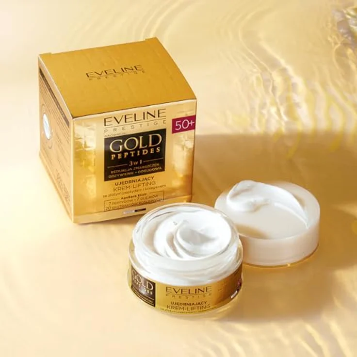Eveline Cosmetics Gold Peptides Liftingcreme 50+, Anti-Aging Hautpflegelösung mit Goldpeptiden und Tri-Kollagen für reife Haut, 50 ml – Bild 4