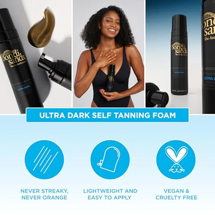 Bondi Sands Self Tanning Foam Ultra Dark, Selbstbräuner Mousse für natürliche Bräune, 200 ml, feuchtigkeitsspendend, vegan und tierversuchsfrei, mit Kokosduft – Bild 5