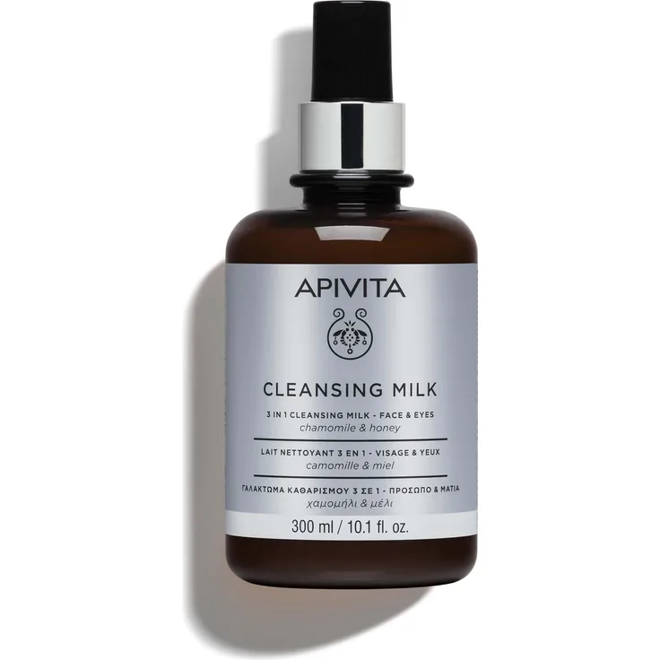 APIVITA Cleansing 3 in 1 Reinigungsmilch für Gesicht & Augen mit Kamille & Honig, 300ml