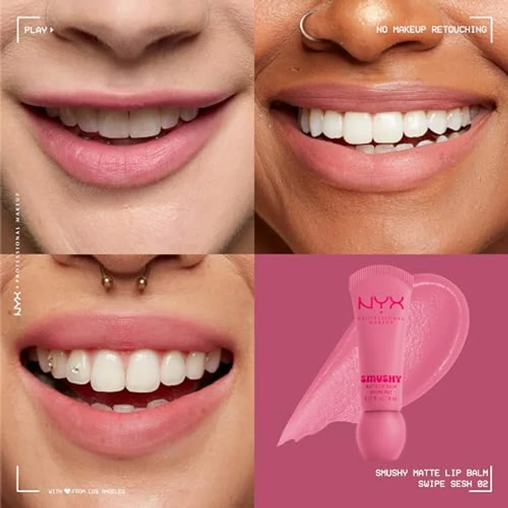 NYX PROFESSIONAL MAKEUP Smushy Matte Lip Balm, aufbaubare Farbe mit veganer Formel und süßem Duft, Farbe: Swipe Sesh – Bild 2