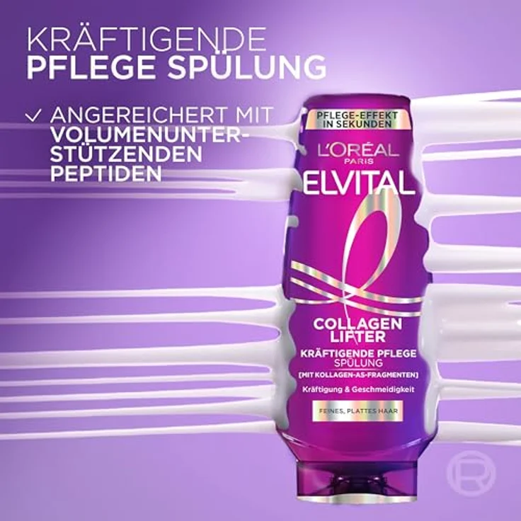 L’Oréal Paris Elvital Collagen Lifter, Conditioner für feines Haar mit Kollagen-AS, silikonfrei, 250 ml, metallisch lila – Bild 3