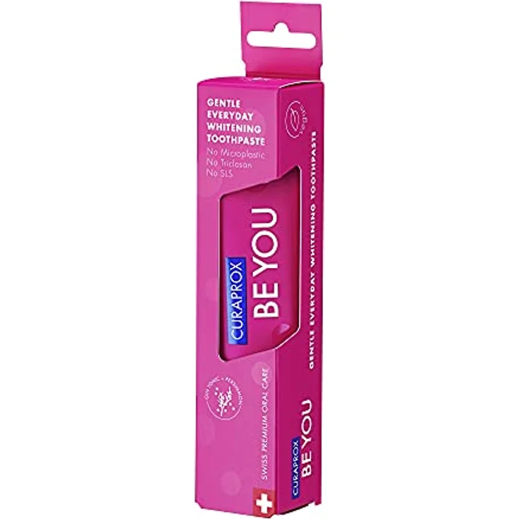 Curaprox Be You Gin Tonic Whitening-Zahnpasta mit Geschmack von Gin Tonic und Kaki, mit Menthol, vegan, 950 ppm Fluorid, RDA 50, rot, 60 ml – Bild 2