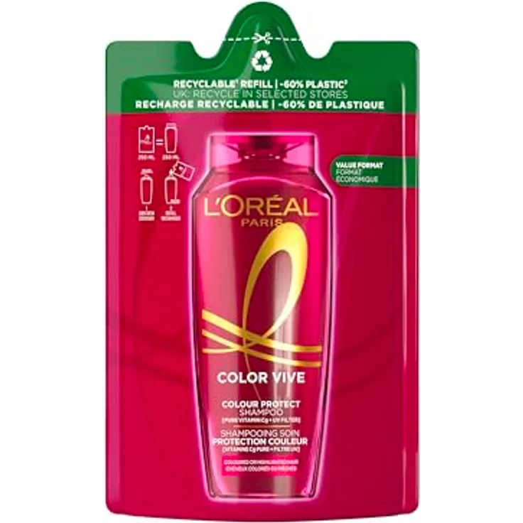 L’Oréal Paris Elvital Color-Glanz Farbschutz Pflegeshampoo, 250 ml, mit Pfingstrosen-Extrakt und UV-Filter für coloriertes Haar
