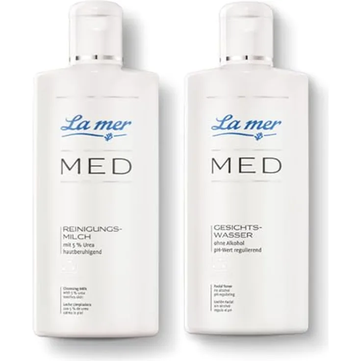 La mer MED Spar-Set Reinigungsmilch + Gesichtswasser, Sanfte, parfumfreie Reinigung mit Meeresschlick & Meersalz für empfindliche Haut, dermatologisch getestet