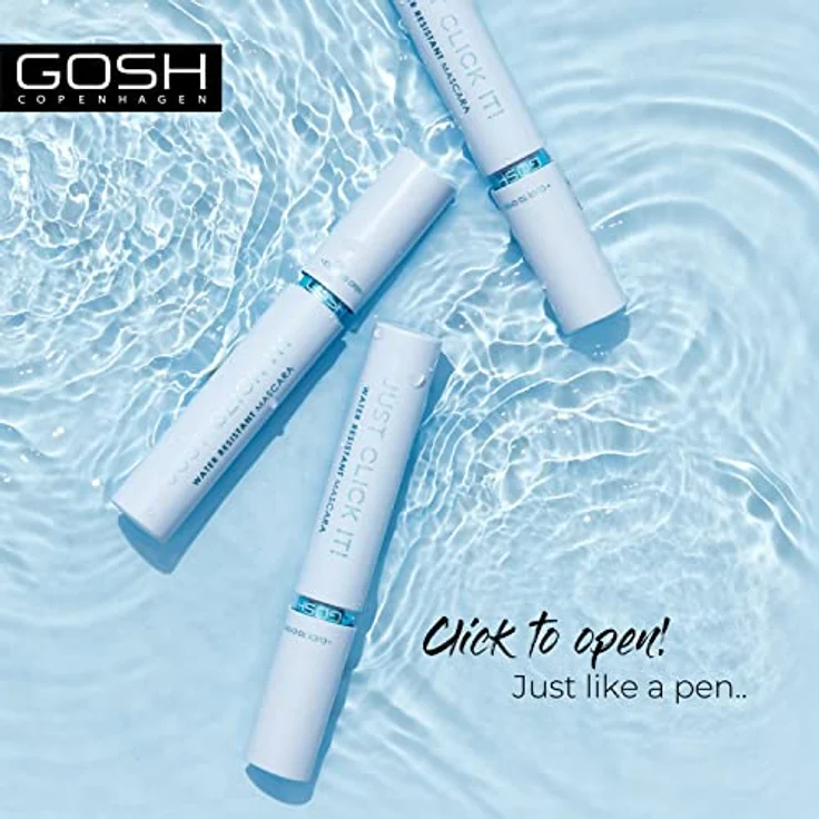 GOSH Just Click It Waterproof Mascara 001, voluminöse und wasserfeste Mascara in Schwarz, 10ml – Bild 4
