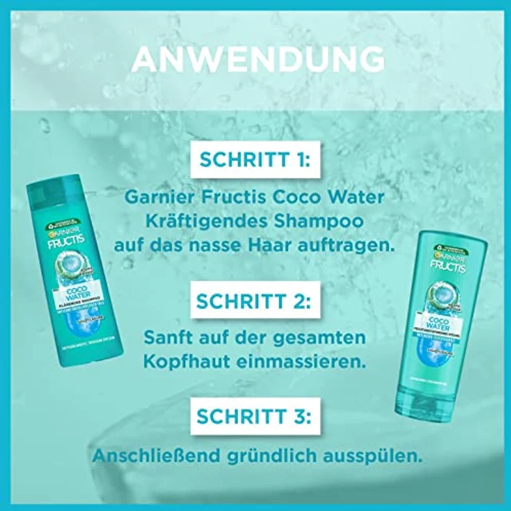 Garnier Klärendes Shampoo gegen einen fettigen Haaransatz und trockene Spitzen, Mit Kokoswasser für kraftvolles Haar, Fructis Coco Water, 6 x 250 ml – Bild 5