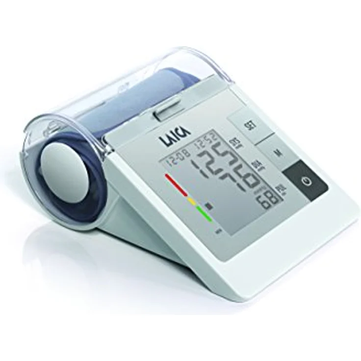 Laica BM2605 Blutdruckmesser, vollautomatische Blutdruckmesser für die Messung am Oberarm, Manschette für große Oberarme (22 - 42 cm) mit Manchettehalterung, XL-Display – Bild 3