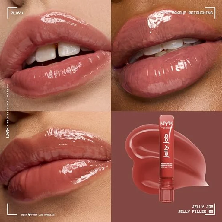 NYX PROFESSIONAL MAKEUP Jelly Job Peptide Infused Jelly Gloss, voluminöser Glanz für vollere Lippen, 16 schimmernde Farben – Bild 2