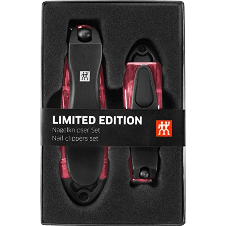 ZWILLING Nagelknipser Geschenkset 2 Stück mit Nagelfang und Integrierter Nagelfeile, Extra Scharf und Langlebig, Rot – Bild 1
