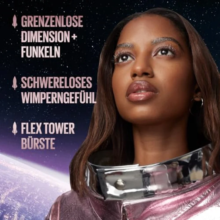 Maybelline New York Lash Sensational Space Diamond, silber glitzernde Topcoat für ein schimmerndes Augen-Make-Up, Extreme Länge & volles Volumen, Intensiver Look, Sky High, 8 ml – Bild 3