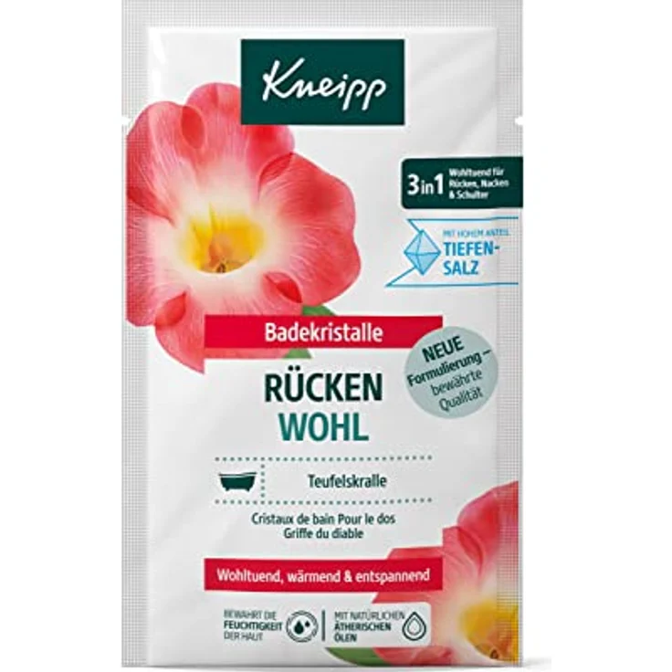 Kneipp Badekristalle Rücken Wohl - Badesalz mit Extrakt der Teufelskralle - naturreines Tiefensalz der Saline Luisenhall & ätherische Öle aus Lavendel & Cajeput - für Rücken, Nacken & Schulter - 60g - Preisvergleich – Bild 1
