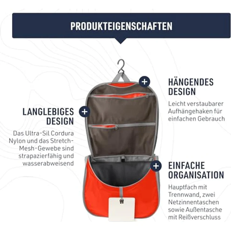 Sea To Summit Ultra-Sil Hanging Toiletry Bag, Necessaire, Grau, 6 l mit bruchsicherem Spiegel und Aufhängeoption – Bild 3