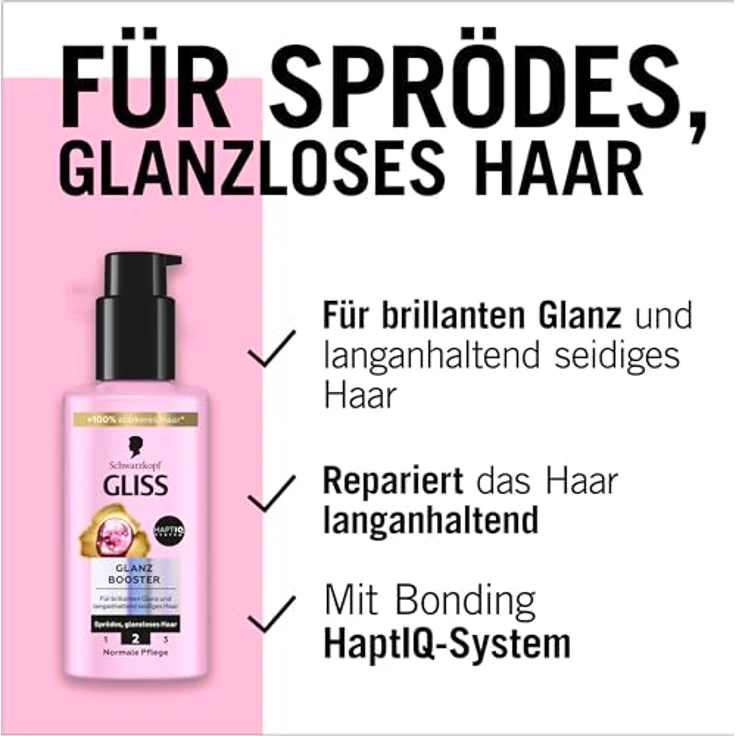 GLISS Glanz Booster Haarserum (100 ml), Leave-In Haarpflege für brillanten Glanz und 100% stärkere Haarstruktur, vegane Formel – Bild 4