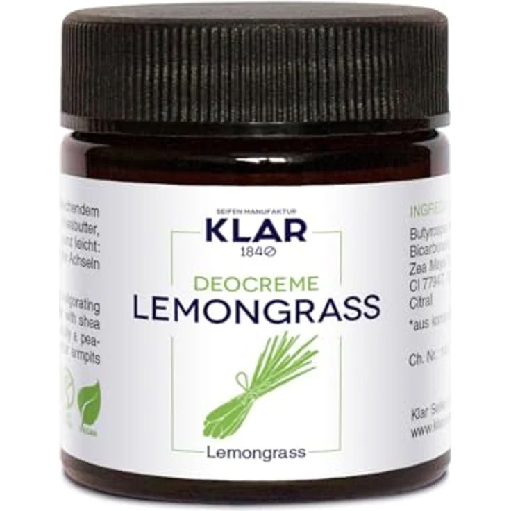 KLAR Deocreme Lemongrass, pflegendes Deodorant ohne Aluminiumsalze, 30 ml – Bild 1