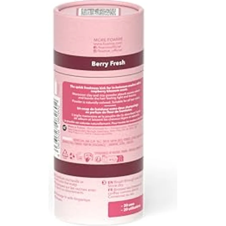 Foamie Berry Fresh Trockenshampoo, 40 g, vegan, ohne Rückstände, 0% Kunststoff, für fettiges Haar, marokkanischer Ton und Himbeerblumenduft – Bild 2