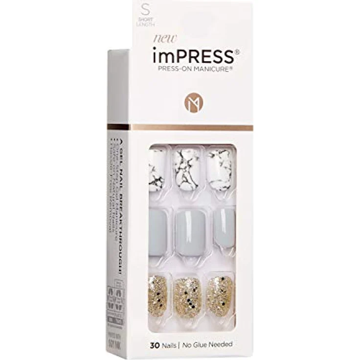 KISS imPRESS Short künstliche Fingernägel selbstklebend, 30 Stück für professionelle Maniküre, einfache Anwendung ohne Kleber – Bild 3