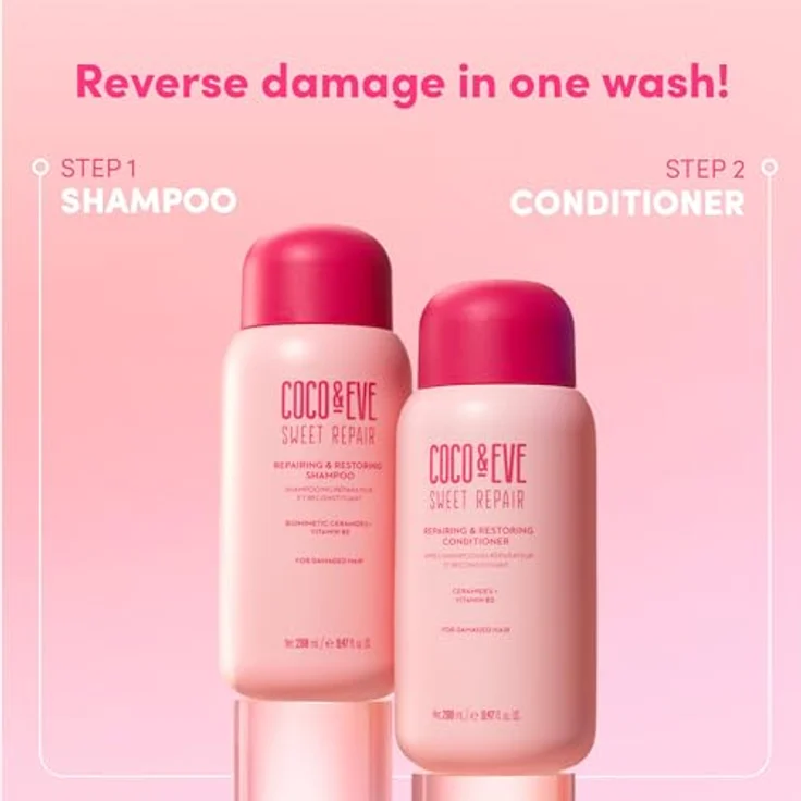 Coco & Eve Repairing & Restoring Shampoo für geschädigtes, coloriertes Haar – Mit biomimet. Ceramiden und Vitamin B5, repariert Haarbruch und Spliss, stärkt und befeuchtet (280 ml) – Bild 5