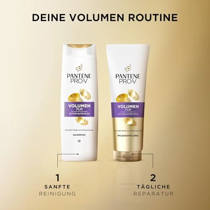 Pantene Pro-V Volumen Pur Pflegespülung 350ml für Feines, Plattes Haar, Silikonfrei, mit Pro-Vitamin B5, Active Nutri-Plex, Stärkt & Regeneriert, Mehr Fülle & Glanz – Bild 3