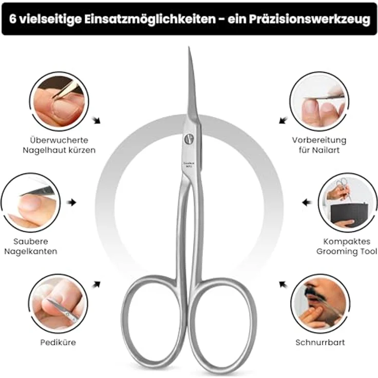 Excellent Solingen Nagelschere, Hautschere 9 cm, extra lang, superspitz, für präzise Maniküre und Pediküre – Bild 4
