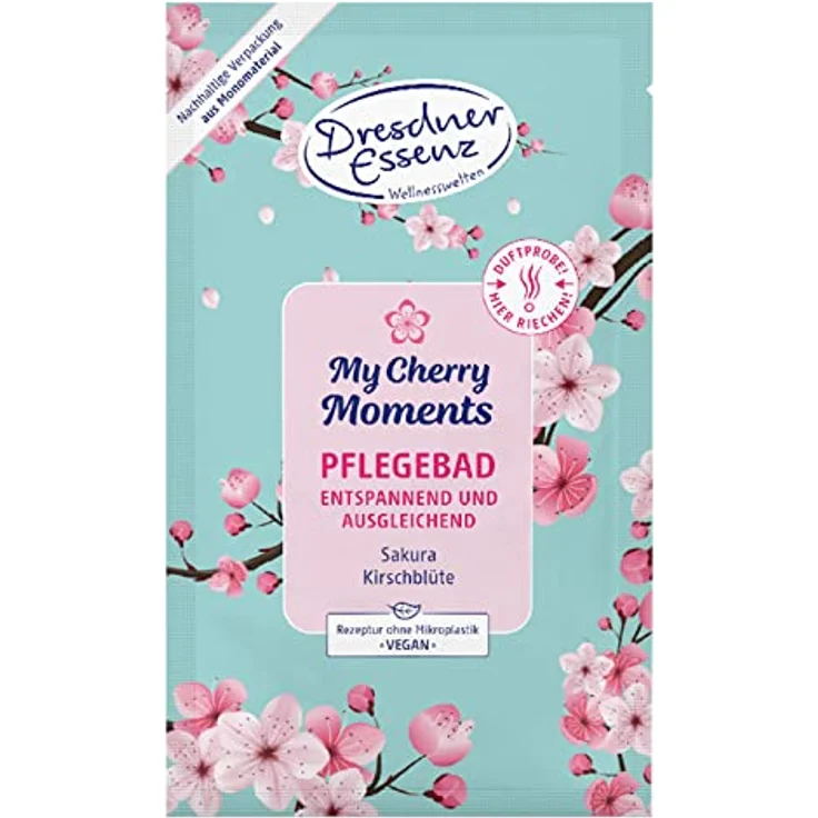 Dresdner Essenz Pflegebad My Cherry Moments 60 g Badezusatz vegan, mit fruchtigem Kirschblütenduft