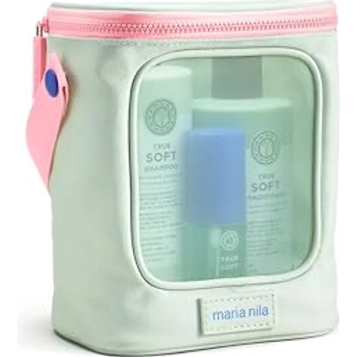 Maria Nila True Soft Beauty Bag, Haarpflegeset für trockenes und gefärbtes Haar mit Shampoo (350 ml), Conditioner (300 ml) und Arganöl (30 ml), limitierte Auflage – Bild 1