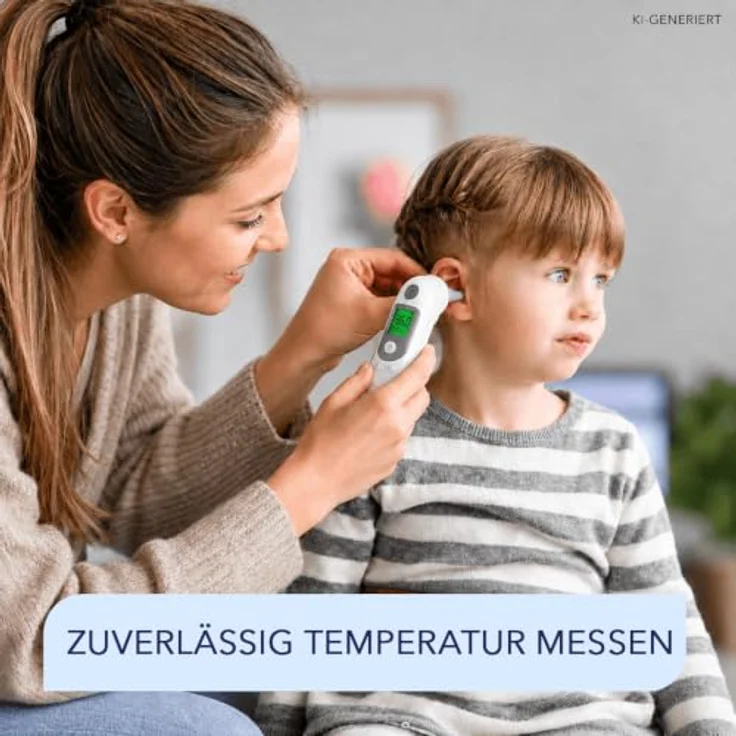 IEA Medical Ohrthermometer für Babys, Kinder & Erwachsene, Hygienisch mit 20 Ersatzkappen, Fieberalarm und 40 Speicherplätzen – Bild 2