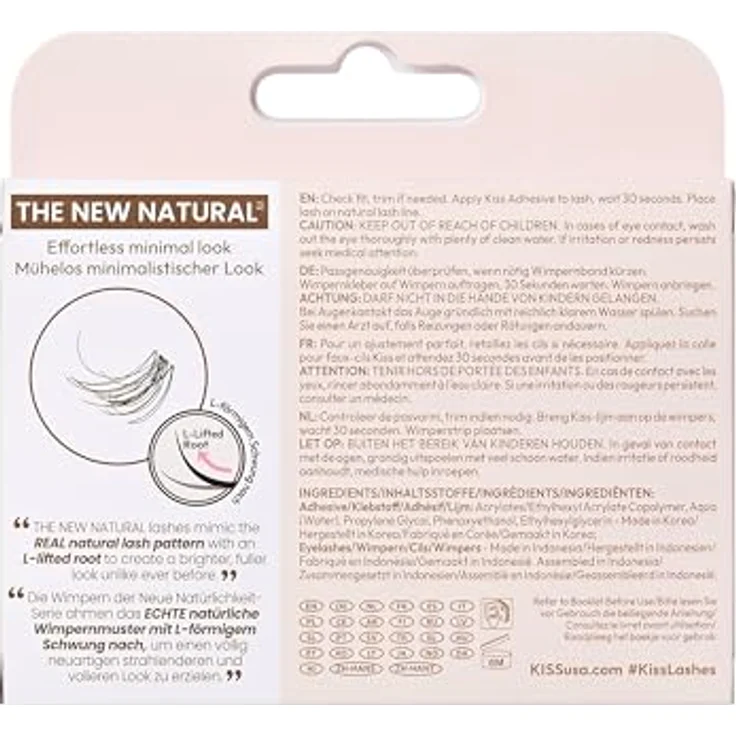 KISS The New Natural Effortless Minimal Look, knotenfreie Bündel mit selbstklebenden Wimpern, Trio 01, 24 St., leicht und natürlich – Bild 4