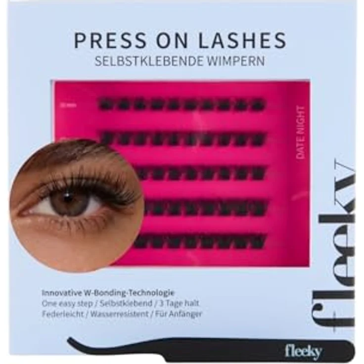 fleeky Press-On Lashes Date Night, Voluminöse Wimpern ohne Kleber, bis zu 3 Tage Halt, leicht und angenehm zu tragen – Bild 1