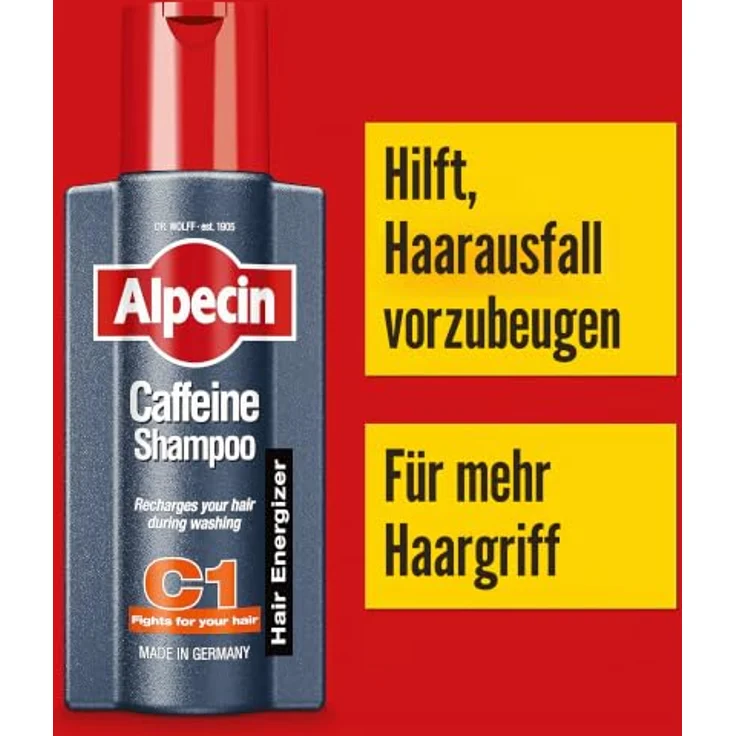 Alpecin Koffein-Shampoo C1, Shampoo gegen Haarausfall, 2 x 250 ml Flaschen – Bild 2