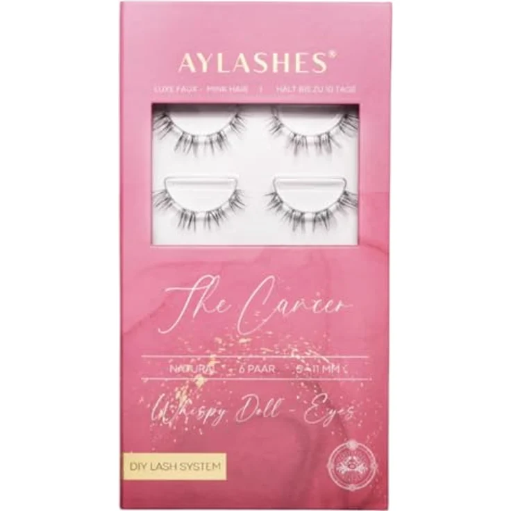 AYLASHES Limited Edition The Cancer DIY Wimpernextensions, 6 Paar mit C-Curl, 5–11 mm, bis zu 7 Tage Halt, handgefertigt und tierversuchsfrei – Bild 1
