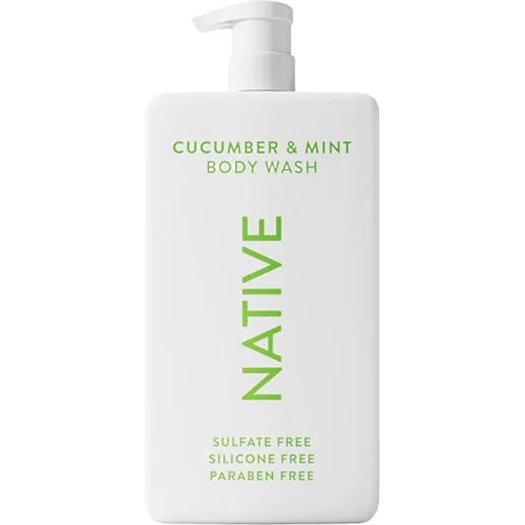 Native Duschgel, Unisex Körperseife mit Gurke-Minz-Duft, ohne Sulfate und Farbstoffe, 1 l