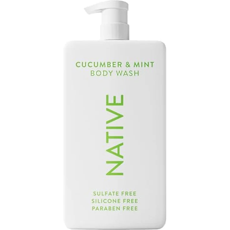 Native Duschgel, Unisex Körperseife mit Gurke-Minz-Duft, ohne Sulfate und Farbstoffe, 1 l – Bild 1