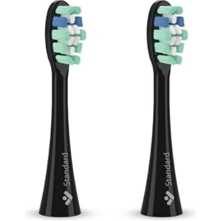 TrueLife SonicBrush Clean-Series Ersatzbürstenköpfe Standard, 2er Pack, BPA-frei, Plaque-Entfernung, schwarze Borsten