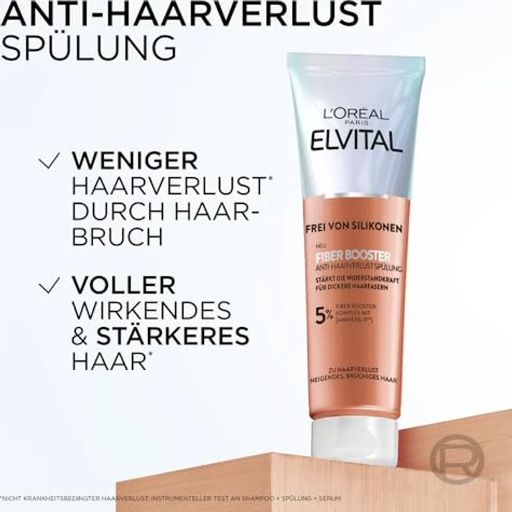 L'Oréal Paris Fiber Booster Anti-Haarverlust-Conditioner, Spülung gegen Haarausfall, Für dichteres & stärkeres Haar, Stärkt Haarfasern, Weniger Haarbruch, Gegen Haarverlust, Elvital, 150 ml – Bild 3