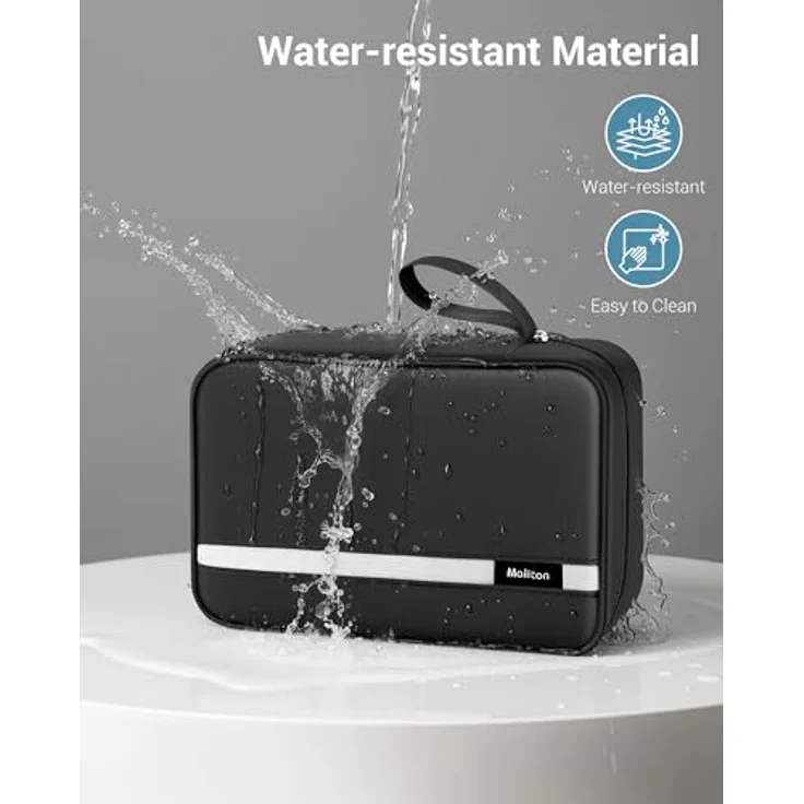 Maliton Kulturbeutel zum Aufhängen, wasserdicht, große Reisetasche mit 4 Fächern, faltbar & kompakt, schwarz – Bild 4