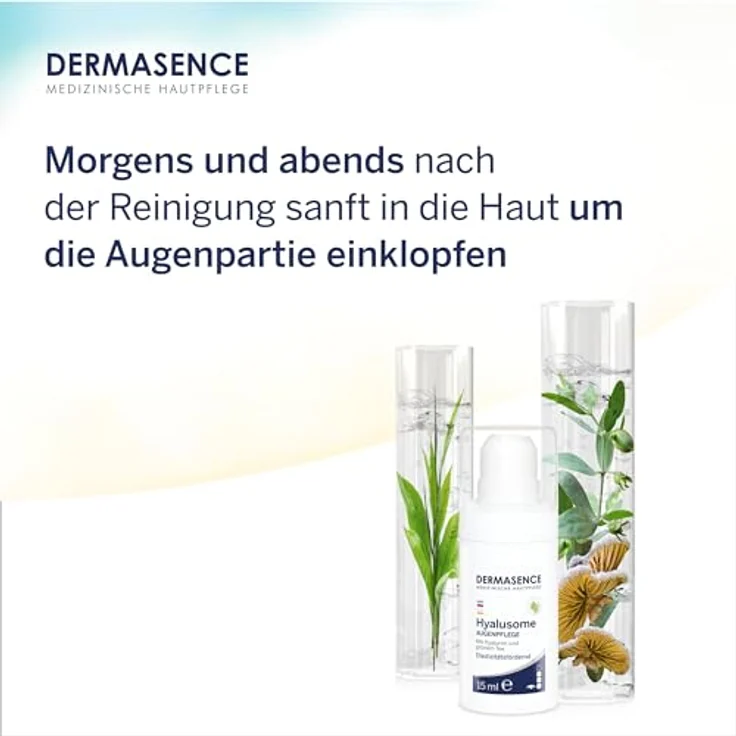 DERMASENCE Hyalusome Augenpflege, 15 ml - Spendet Feuchtigkeit, beruhigt und regeneriert die Haut am Auge - für die feuchtigkeitsarme Augenregion - mit Hyaluron und Grüner-Tee-Extrakt - parfümfrei – Bild 5