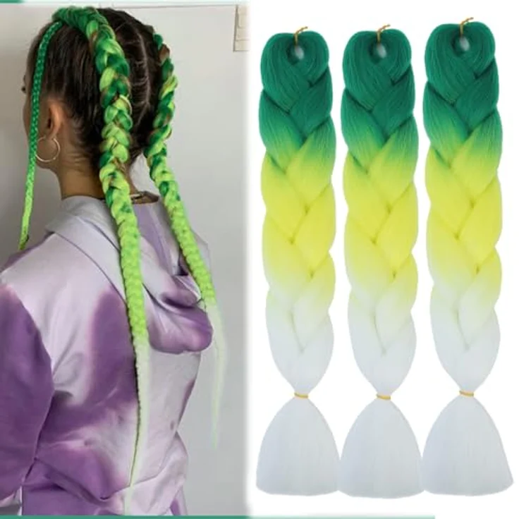 Shangxiu Jumbo Braids Extensions, 3 Stück Haarverlängerungen, 24" (60cm), Yaki gerade Textur, hitzebeständige synthetische Faser – Bild 1