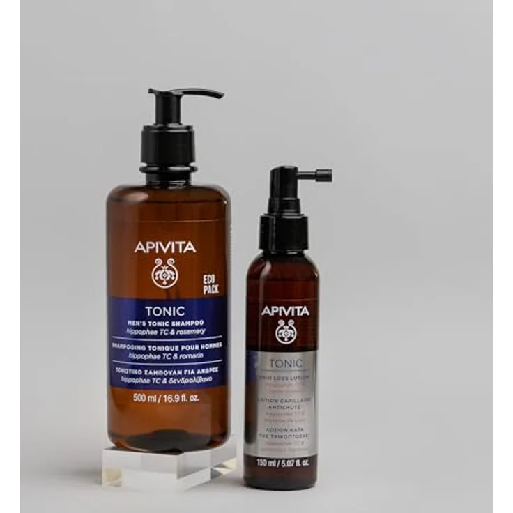 Apivita Tonic Shampoo für Männer mit dünner werdendem Haar, 500 ml – Fördert gesundes Haarwachstum, stärkt das Haar, bekämpft Haarausfall – Mit patentiertem Hippophae-Tonic-Komplex und Propolis – Bild 5