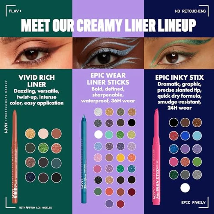 NYX Professional Makeup Epic Inky Stix Gel-Eyeliner, intensiver Eyeliner in 10 Violet Volt, 1 g mit präziser Linienführung und schnell trocknender Formel – Bild 9