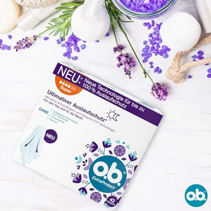 o.b. ExtraProtect Tampons Super, mit extra Schutzflügeln und Dynamic Fit Technologie für ultimativen Auslaufschutz – Bild 8