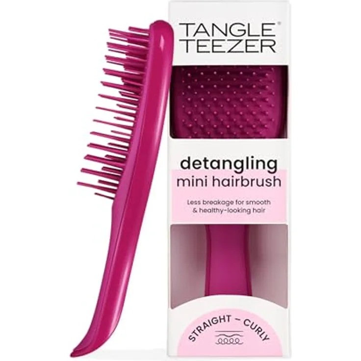 Tangle Teezer Ultimate Detangler Haarbürste, Mini-Haarbürste für Reisen, kleine Hände und alle Haartypen, elektrische Himbeere