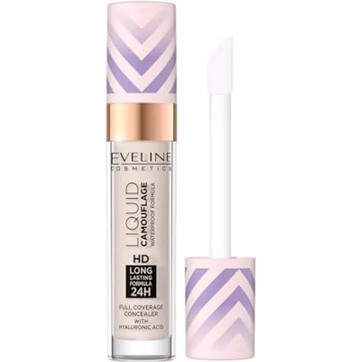 Eveline Cosmetics Liquid Camouflage, Wasserdichter Concealer mit Hyaluronsäure, Farbton 04, 7ml