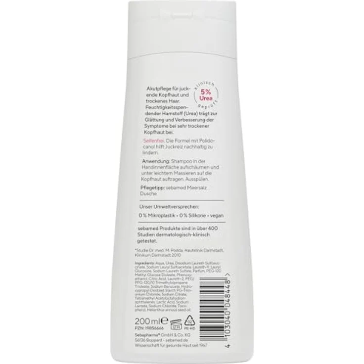 Sebamed 5% Urea Anti-Juckreiz Shampoo, 200 ml, seifenfreie Reinigung für trockene Kopfhaut, lindert Juckreiz und spendet Feuchtigkeit – Bild 2