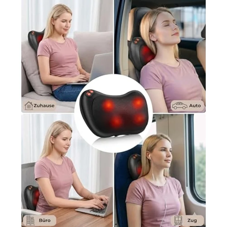 smartEC Witali Shiatsu Massagekissen mit ComfortHeat, elektronisches Nacken- und Rückenmassagegerät mit 4 rotierenden Massageköpfen, Wärmefunktion, für Rücken, Nacken, Schultern & Beine – Bild 4
