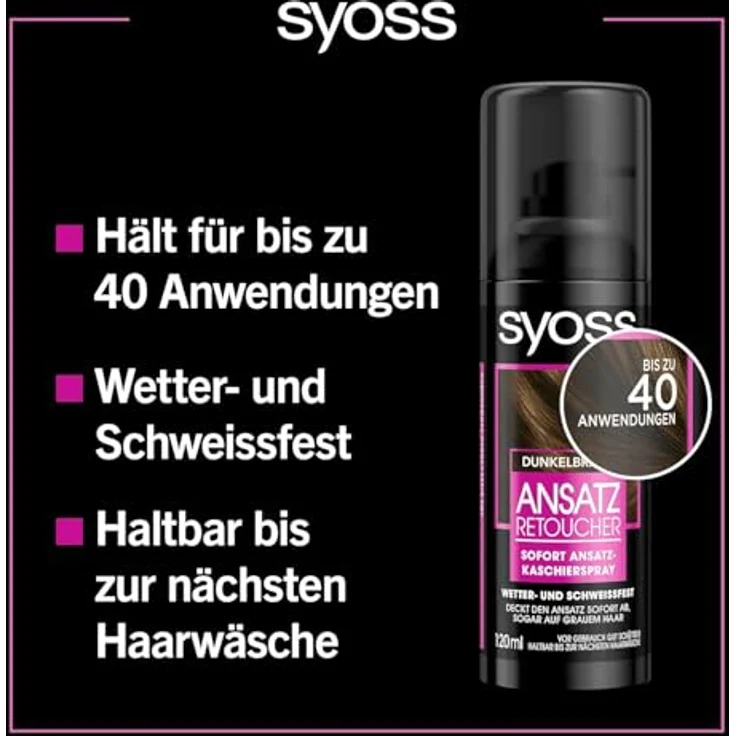 Syoss Ansatz Retoucher Kaschierspray Dunkelbraun 120 ml – Bild 3