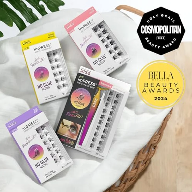 KISS imPRESS Just Press & GO ! knotenfreie Bündel mit selbstklebenden Wimpern Classy Natural 12 St. – Bild 8